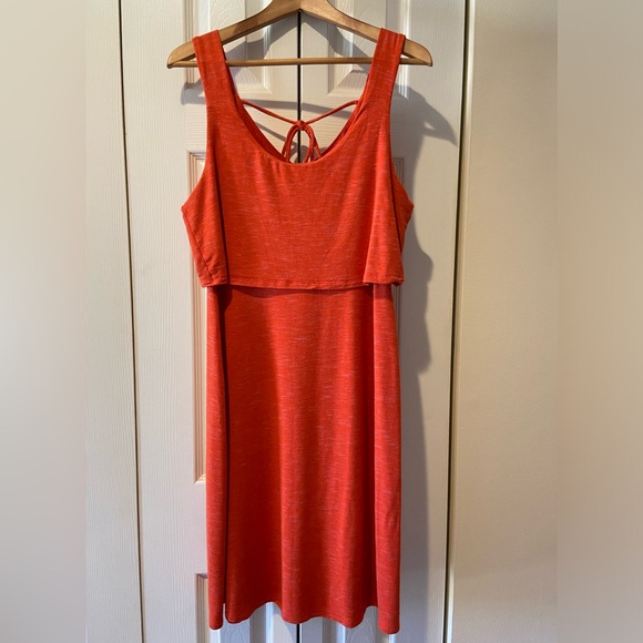 Cabi #5972~Weekend Dress~Stunning Sunset Orange~Scoop Neck~Back Tie Detailing - Picture 3 of 11